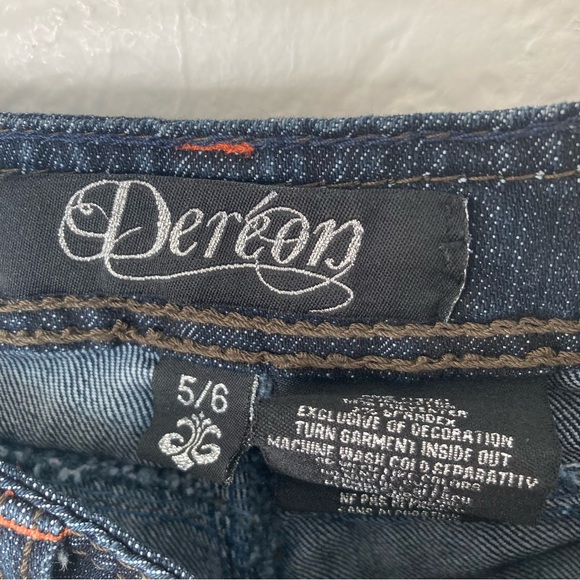 Dereon Bedazzled Distressed Patched Skinny Jeans, Size 5/6 - Picture 3 of 7